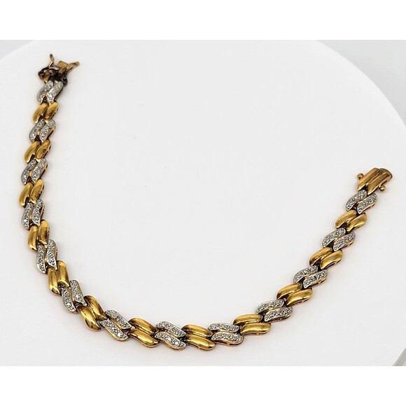 Gold Vermeil Over Sterling Silver Link Bracelet 7.5" Stamped 925 China Elegant - Picture 5 of 17